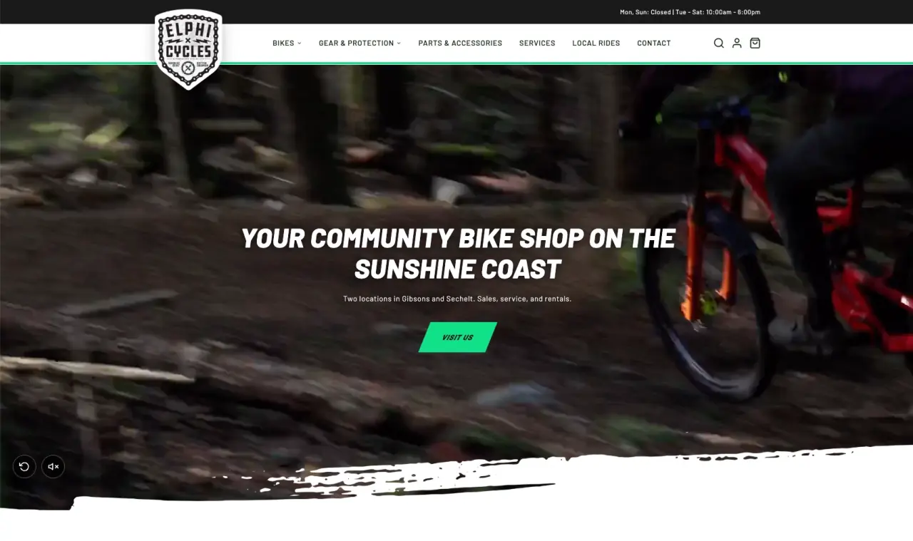 Elphi Cycles website screenshot