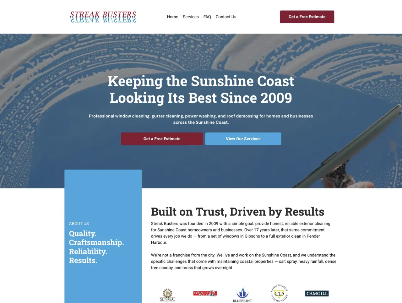 Streak Busters website screenshot