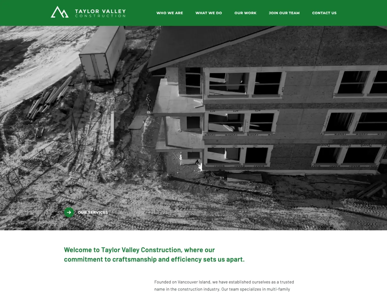 Taylor Valley Construction website screenshot